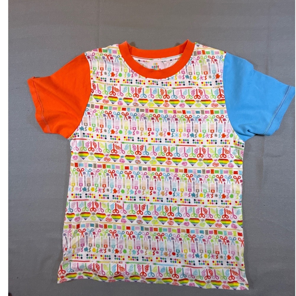 Kid Made Modern Organic Cotton Art Supply Print Colorblock T-Shirt Size 3 1834